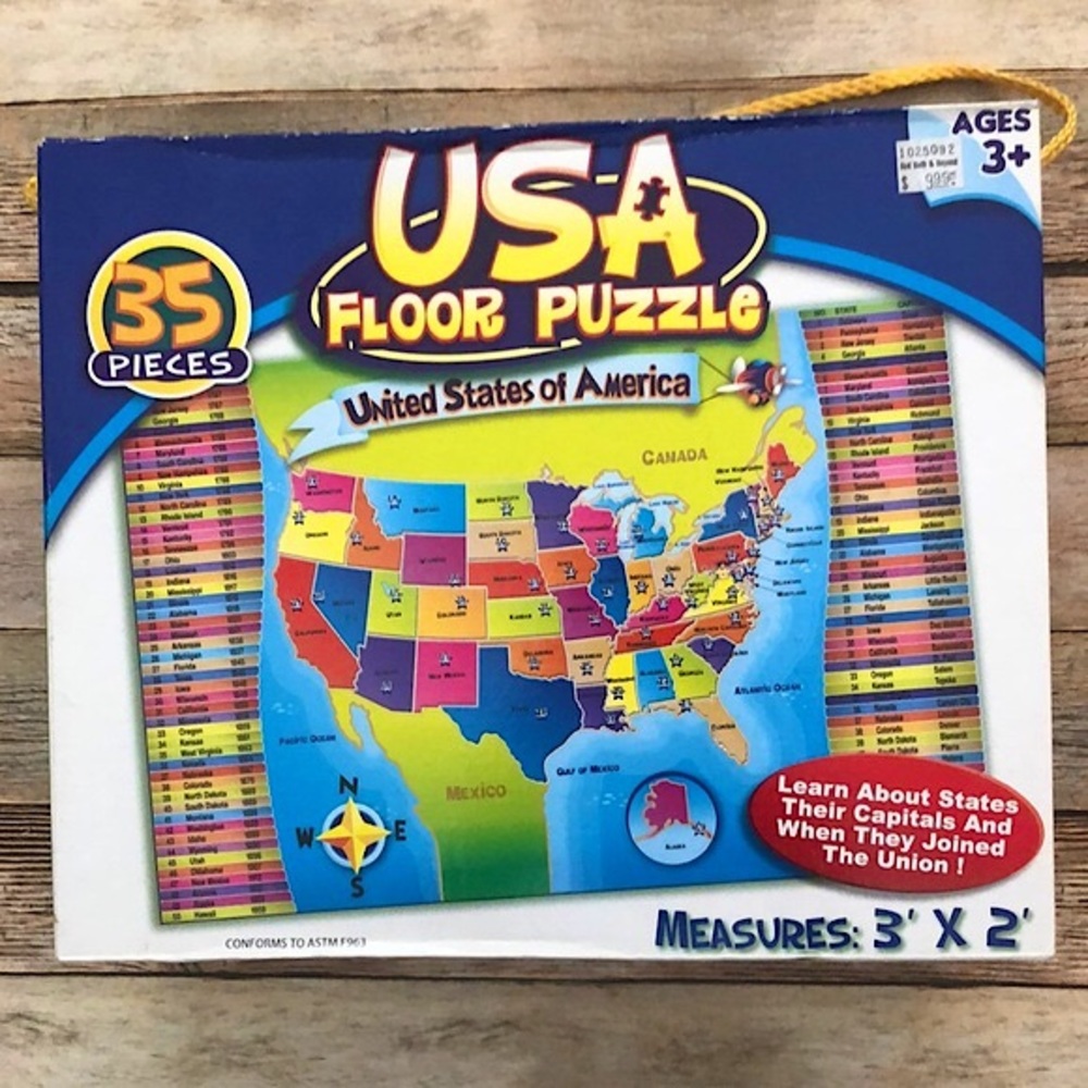 USA United States Floor Puzzle Learning Family Game | 35 Large Pieces.
